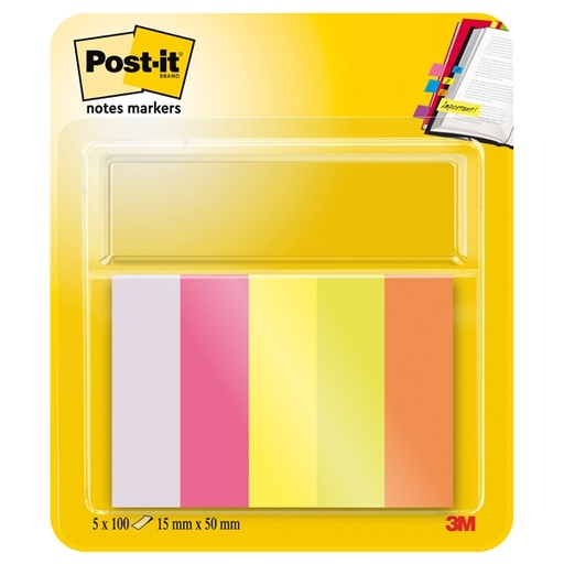 [D32227] SEGNAPAGINA Post-it(R) 670-5 (500FG) 5COLORI INDEX 15X50MM IN CARTA