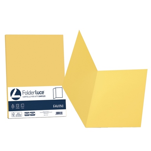 [D32651] 50 cartelline semplici LUCE 200gr 25x34cm giallo sole FAVINI