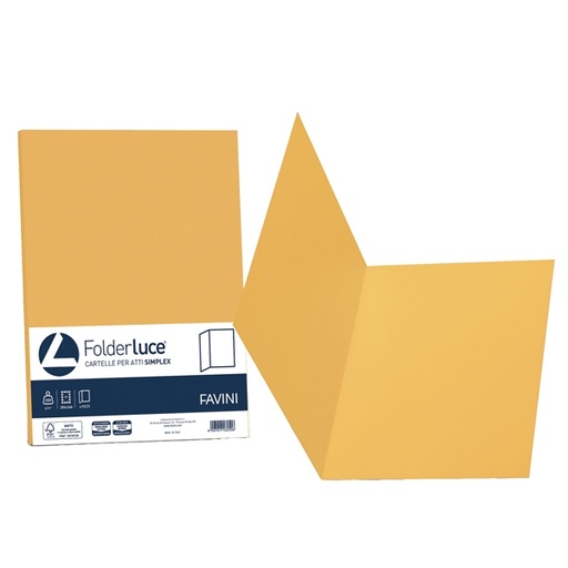 [D32652] 50 cartelline semplici LUCE 200gr 25x34cm giallo oro FAVINI