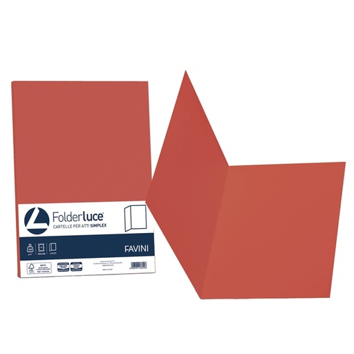 [D32654] 50 cartelline semplici LUCE 200gr 25x34cm rosso scarlatto FAVINI
