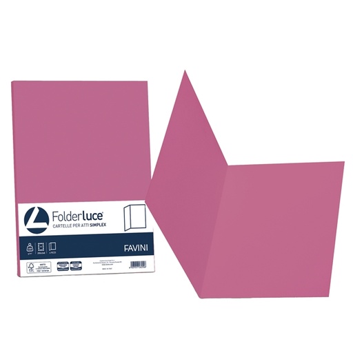 [D32655] 50 cartelline semplici LUCE 200gr 25x34cm ciclamino FAVINI