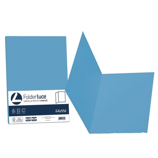 [D32656] 50 cartelline semplici LUCE 200gr 25x34cm azzurro FAVINI