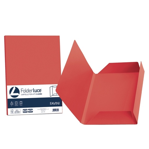 [D32663] 25 cartelline 3 lembi LUCE 200gr 24,5x34,5cm rosso scarlatto FAVINI