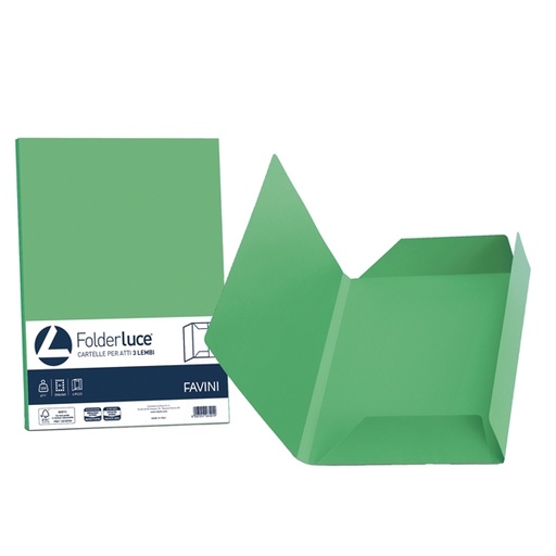 [D32666] 25 cartelline 3 lembi LUCE 200gr 24,5x34,5cm verde FAVINI