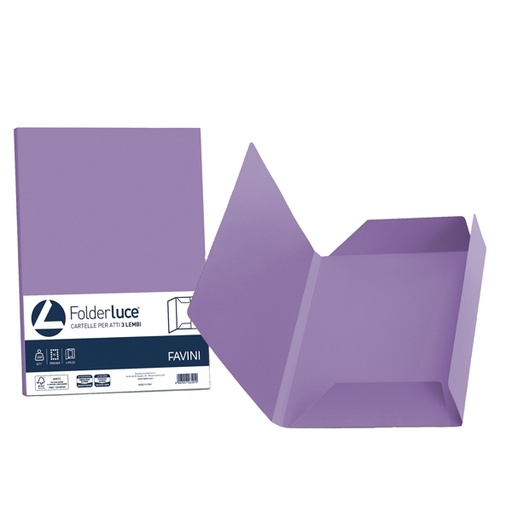 [D32668] 25 cartelline 3 lembi LUCE 200gr 24,5x34,5cm violetto FAVINI