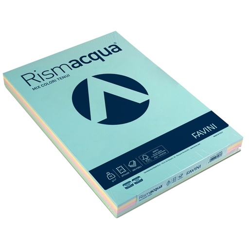 [D32716] Carta RISMACQUA 90gr A3 300fg mix 5 colori FAVINI