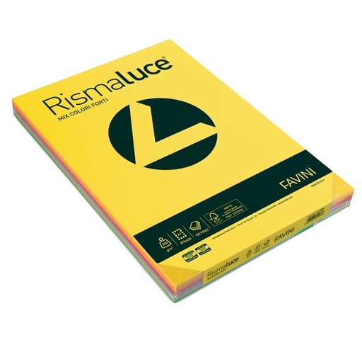 [D32768] Carta RISMALUCE 200gr A3 125fg mix 8 colori FAVINI