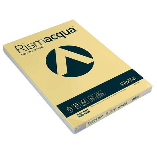 [D32790] Carta RISMACQUA 200gr A3 125fg mix 5 colori FAVINI