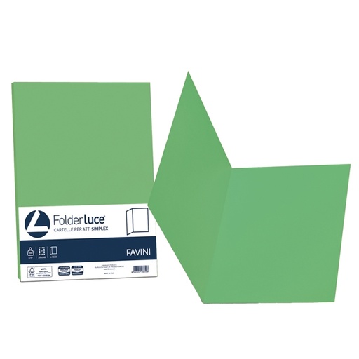 [D32927] 50 cartelline semplici LUCE 200gr 25x34cm verde FAVINI