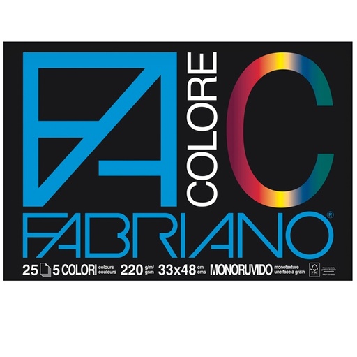 [D34948] BLOCCO FACOLORE (33X48CM) 25FG 220GR 5 COLORI FABRIANO