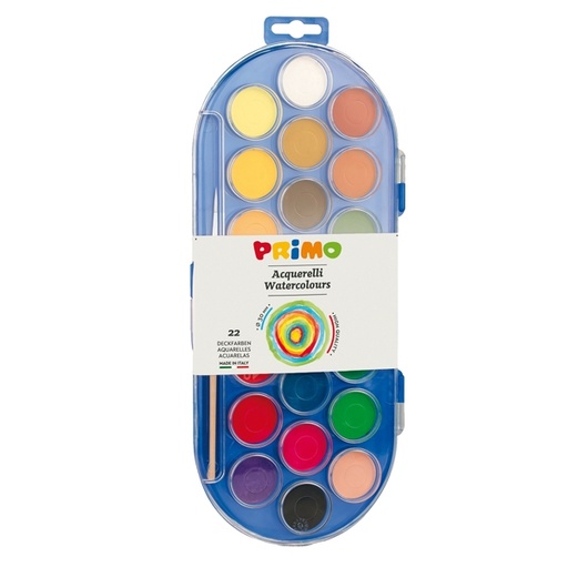 [D35243] PASTIGLIE ACQUERELLO IN 22 COLORI diam. 30mm PRIMO