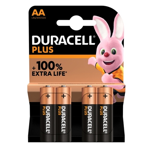 [D36205] BLISTER 4 PILE DURACELL PLUS (MN1500) AA - STILO