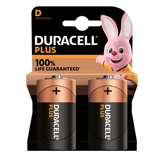 [D36207] BLISTER 2 PILE DURACELL PLUS (MN1300) D - TORCIA