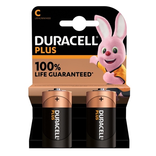 [D36208] BLISTER 2 PILE DURACELL PLUS (MN1400) C - MEZZA TORCIA