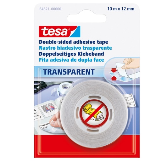 [D36227] NASTRO BIADESIVO 10MTX12MM TRASPARENTE (BLS 64-621) TESA
