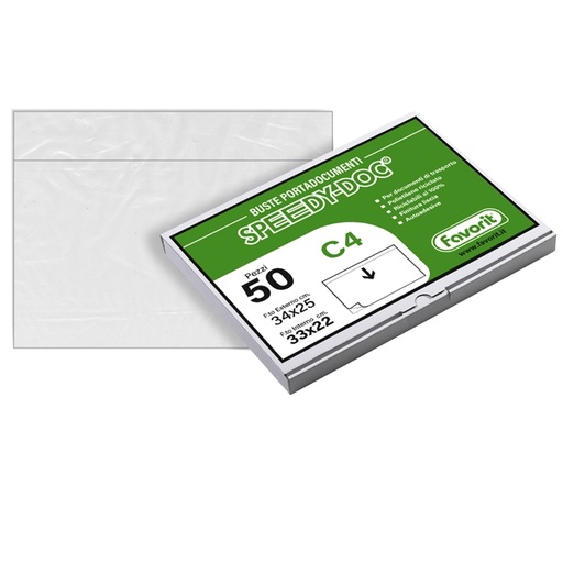 [D36289] 50 BUSTE ADESIVE SPEEDY DOC C4 310X230MM FAVORIT