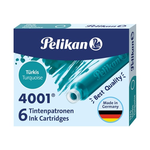 [D36320] SCATOLA 6 CARTUCCE INCHIOSTRO TP/6 TURCHESE PELIKAN 4001