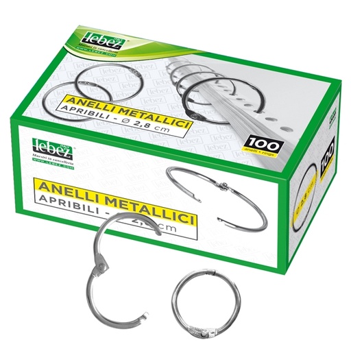 [D36526] SCATOLA 100 ANELLI IN METALLO 40MM X RILEGATURA