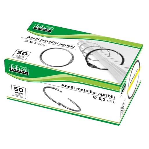 [D36527] SCATOLA 50 ANELLI IN METALLO 52MM X RILEGATURA