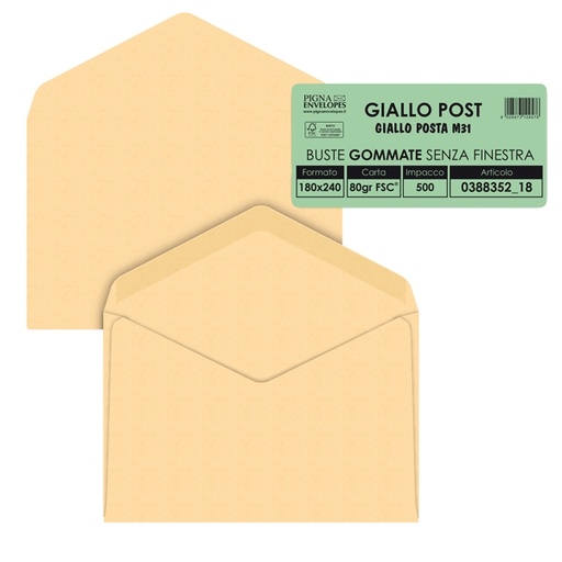 [D36978] BUSTA GIALLA POSTA cm.18X24 pz.500