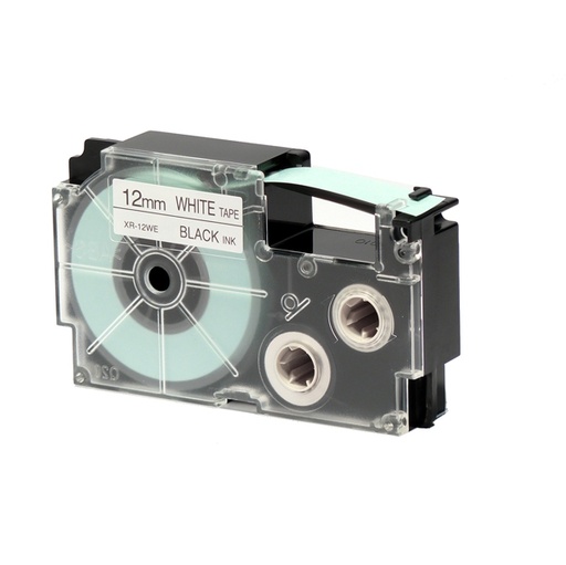 [D37085] NASTRO CASIO 12MM X 8MT NERO SU BIANCO