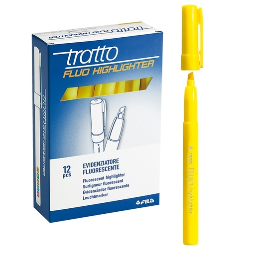 [D37108] SCATOLA 12 EVIDENZIATORI HIGHLIGHTER GIALLO TRATTO FLUO