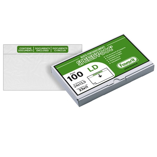 [D37134] 100 BUSTE ADESIVE SPEEDY DOC LD 230X110MM FAVORIT