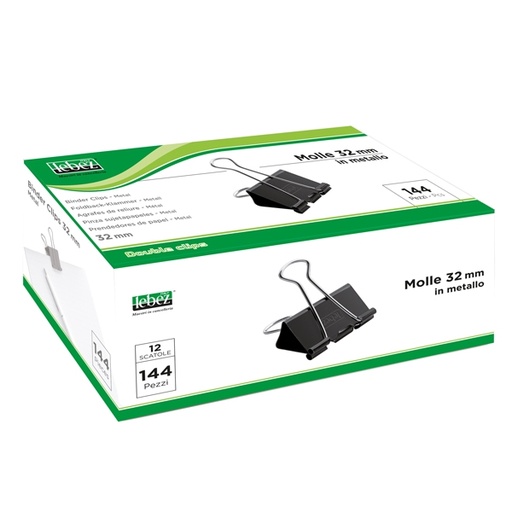 [D37196] SCATOLA 12 DOUBLE CLIPS 32MM ART.510/2