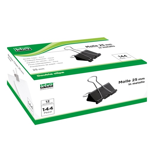 [D37197] SCATOLA 12 DOUBLE CLIPS 25MM ART.510/3