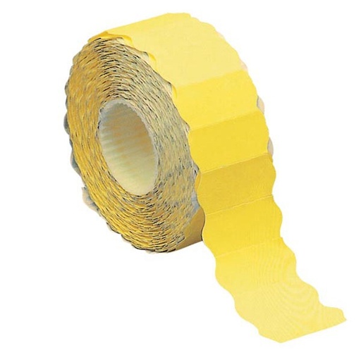 [D37905] Rotolo 1500 etichette 26x12mm giallo fluo permanenti a onda Markin