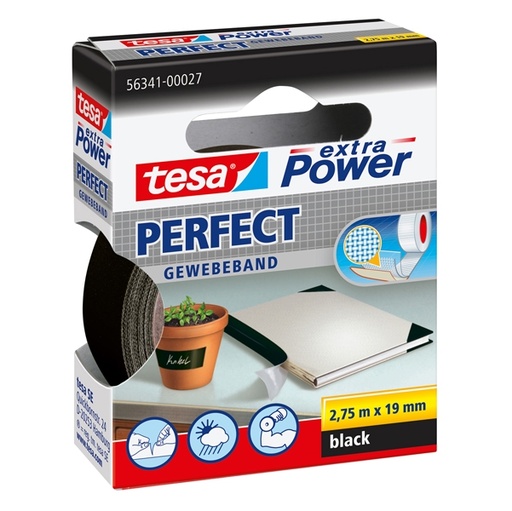 [D37925] NASTRO ADESIVO TELATO 19MMX2,7MT NERO 56341 XP PERFECT