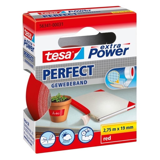 [D37928] NASTRO ADESIVO TELATO 19MMX2,7MT ROSSO 56341 XP PERFECT