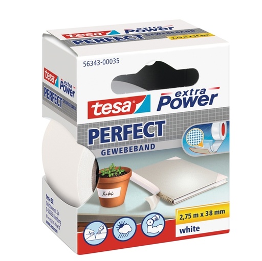 [D37931] NASTRO ADESIVO TELATO 38MMX2,7MT BIANCO 56343 XP PERFECT
