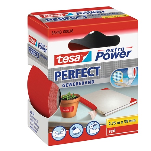 [D37935] NASTRO ADESIVO TELATO 38MMX2,7MT ROSSO 56343 XP PERFECT