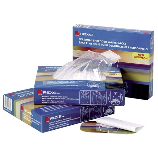 [D37971] 100 sacchetti in PP trasparente per distruggidocumenti 175lt Rexel