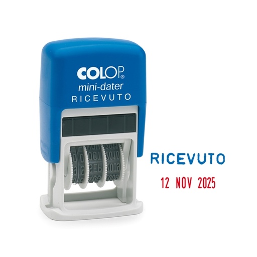 [D38121] Timbro mini S160/L2 DATARIO + RICEVUTO 4mm autoinchiostrante COLOP