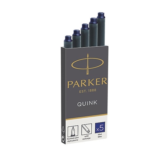 [D39142] SCATOLA 5 CARTUCCE PARKER QUINK BLU PERMANENTE