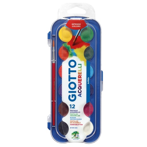 [D40479] COLORI ACQUERELLO IN 12 COLORI pastiglie da Ø30mm GIOTTO