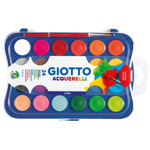 [D40480] COLORI ACQUERELLO IN 24 COLORI pastiglie da Ø30mm GIOTTO