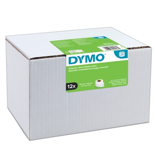 [D93273] Value pack 12 rotoli etichette Spediz/Badge 54x101mm bianco (220etic/rt) Dymo LW