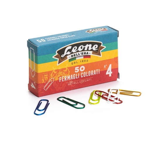 [D44684] SCATOLA 50 FERMAGLI METALLO COLOR N.4 MM32 ANTIRUGGINE LEONE