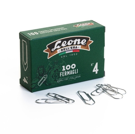 [D44687] SCATOLA 100 FERMAGLI N.4 MM32 ZINCATI ANTIRUGGINE LEONE