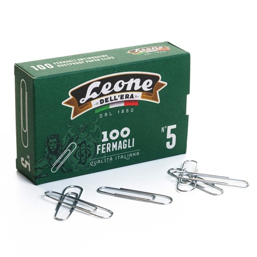 [D44688] SCATOLA 100 FERMAGLI N.5 MM49 ZINCATI ANTIRUGGINE LEONE