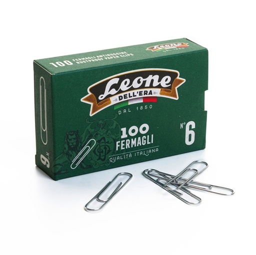 [D44689] SCATOLA 100 FERMAGLI N.6 MM58 ZINCATI ANTIRUGGINE LEONE