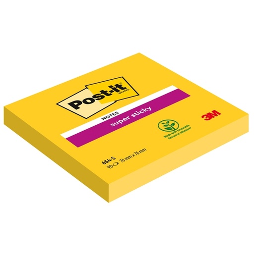 [D45059] BLOCCO 90foglietti Post-it(R) Super Sticky 654-S 76x76mm GIALLO ORO