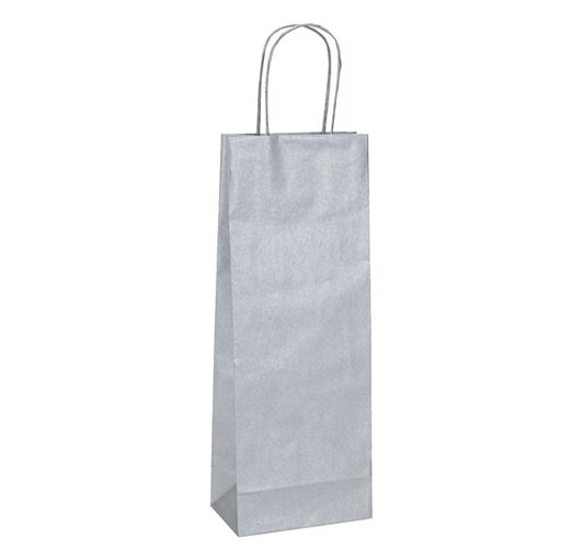 [D93354] 20 shoppers carta biokraft 14X9X38cm portabottiglie argento