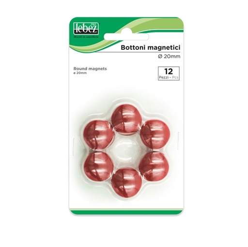 [D45526] BLISTER 12 MAGNETI MR-20 ROSSO DIAM.20MM