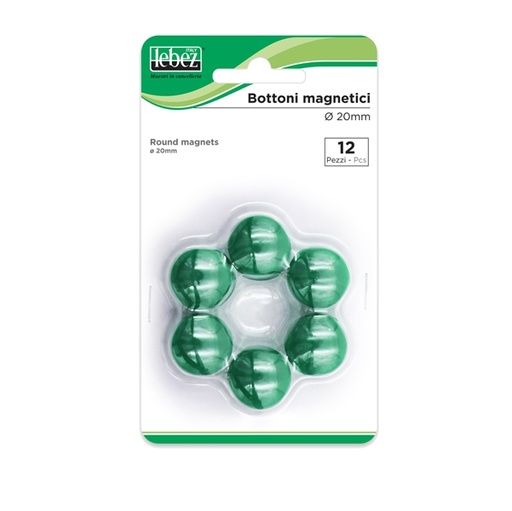 [D45527] BLISTER 12 MAGNETI MR-20 VERDE DIAM.20MM