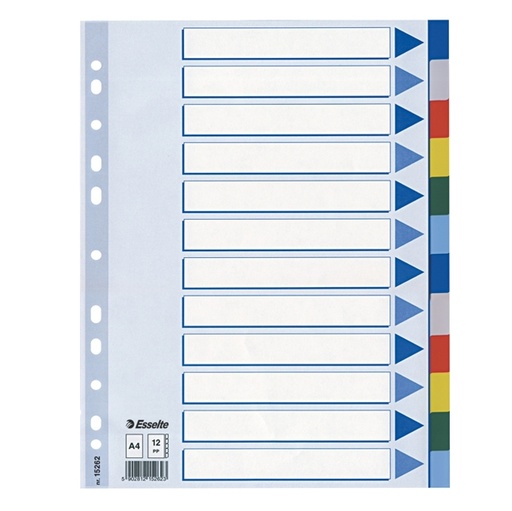[D45648] Separatore neutro in PPL 12 tasti colorati f.to A4 ESSELTE