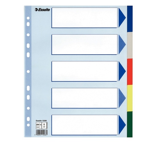 [D45650] Separatore neutro in PPL 5 tasti colorati f.to A4 MAXI 24,5x29,7cm ESSELTE